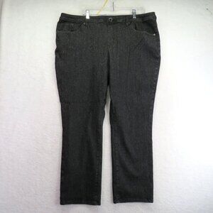 Diane‎ Gilman DG2 Jeans Womens Size 22W Black Glitter Denim Straight Leg